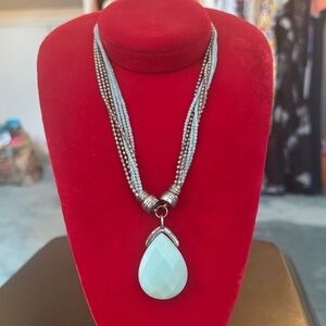Elegant Silver and Jade Beaded Necklace
